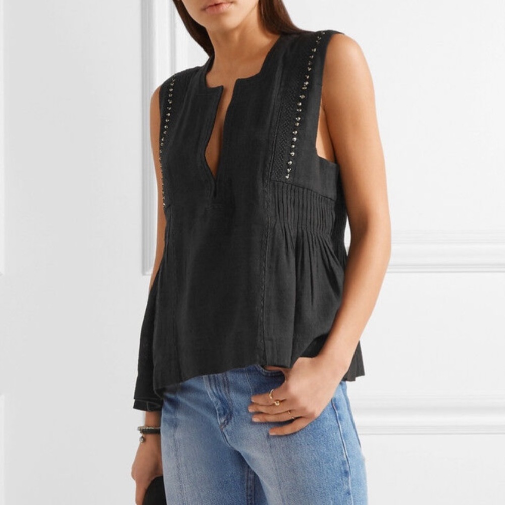 Isabel Marant Etoile Adonis Sleeveless Studded Top Blouse Womens Size Small 36